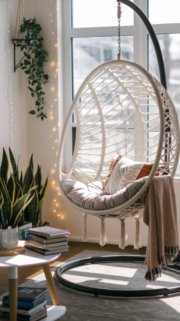 cozy reading nook hanging chair