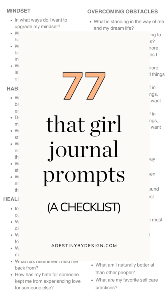 that girl journal prompts checklist